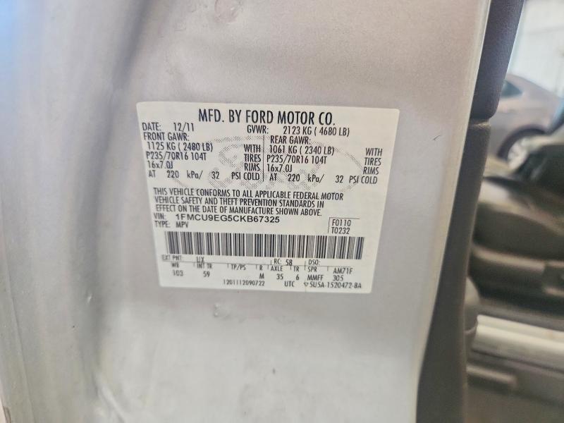 60380626 :رقم المزاد ، 1FMCU9EG5CKB67325 vin ، 2012 Ford Escape مزاد بيع