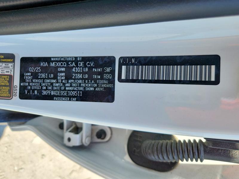 2025 Kia K4 მანქანა იყიდება აუქციონზე, vin: 3KPFW4DE9SE109511, აუქციონის ნომერი: 59690486