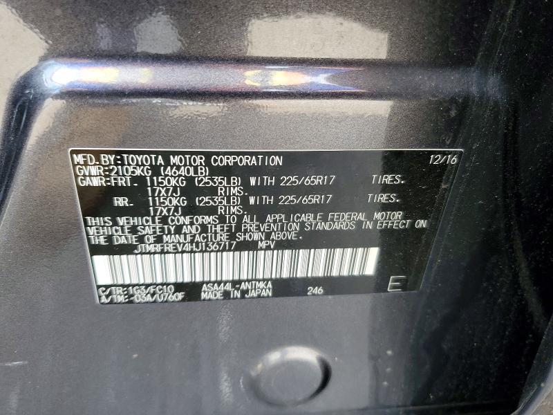 Aukcja sprzedaży 2017 Toyota Rav4, vin: JTMRFREV4HJ136717, numer aukcji: 62993536