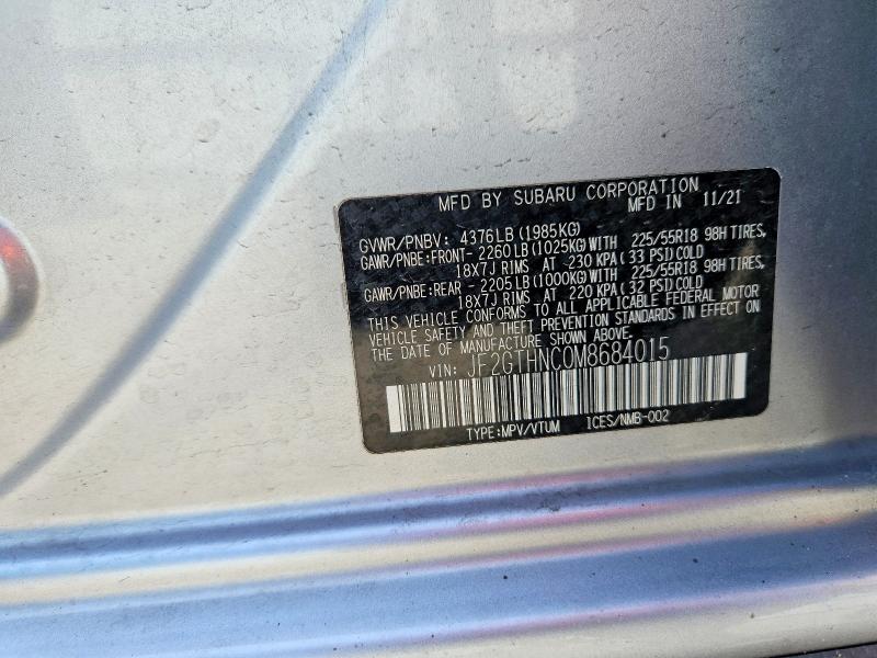 Aukcja sprzedaży 2021 Subaru Crosstrek, vin: JF2GTHNC0M8684015, numer aukcji: 63186136