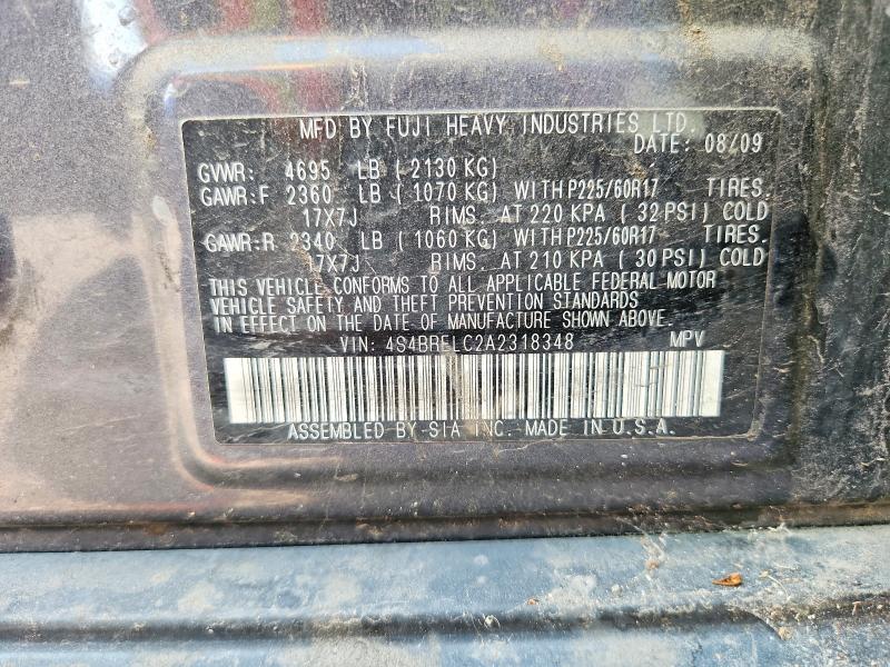 2010 Subaru Outback მანქანა იყიდება აუქციონზე, vin: 4S4BRELC2A2318348, აუქციონის ნომერი: 61519786