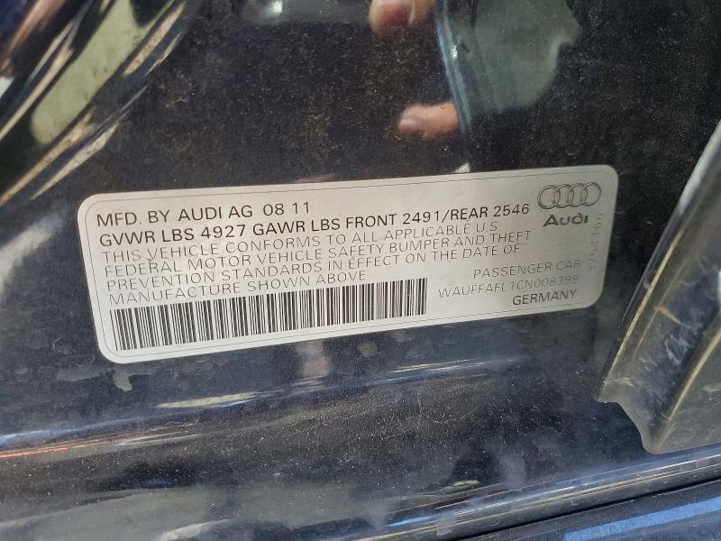 59917446 :رقم المزاد ، WAUFFAFL1CN008399 vin ، 2012 Audi A4 مزاد بيع