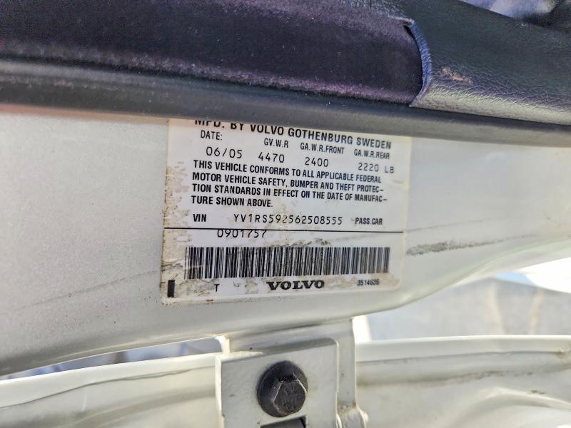 2006 Volvo S60 მანქანა იყიდება აუქციონზე, vin: YV1RS592562508555, აუქციონის ნომერი: 60371206