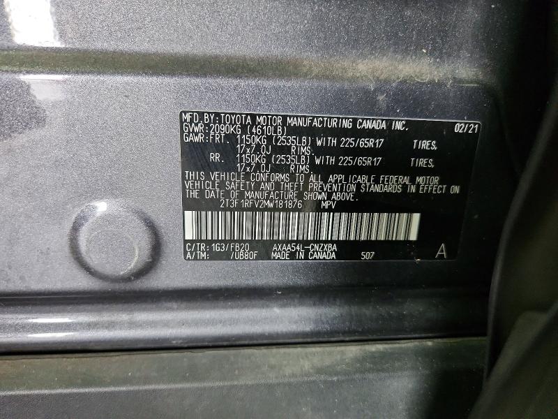 Продаж на аукціоні авто 2021 Toyota Rav4, vin: 2T3F1RFV2MW181876, номер лоту: 63054816