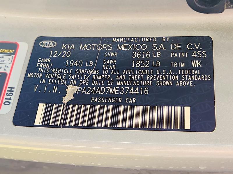Продажа на аукционе авто 2021 Kia Rio, vin: 3KPA24AD7ME374416, номер лота: 60085016