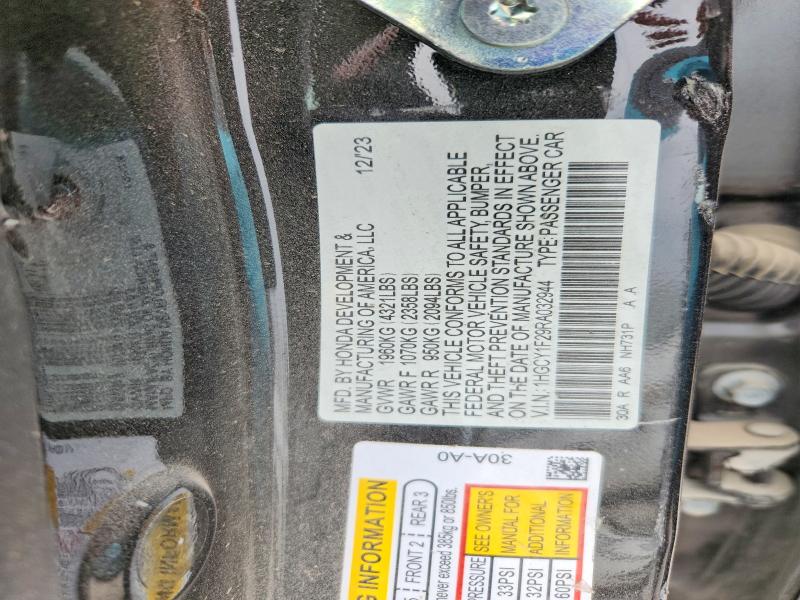 62944716 :رقم المزاد ، 1HGCY1F29RA032944 vin ، 2024 Honda Accord مزاد بيع