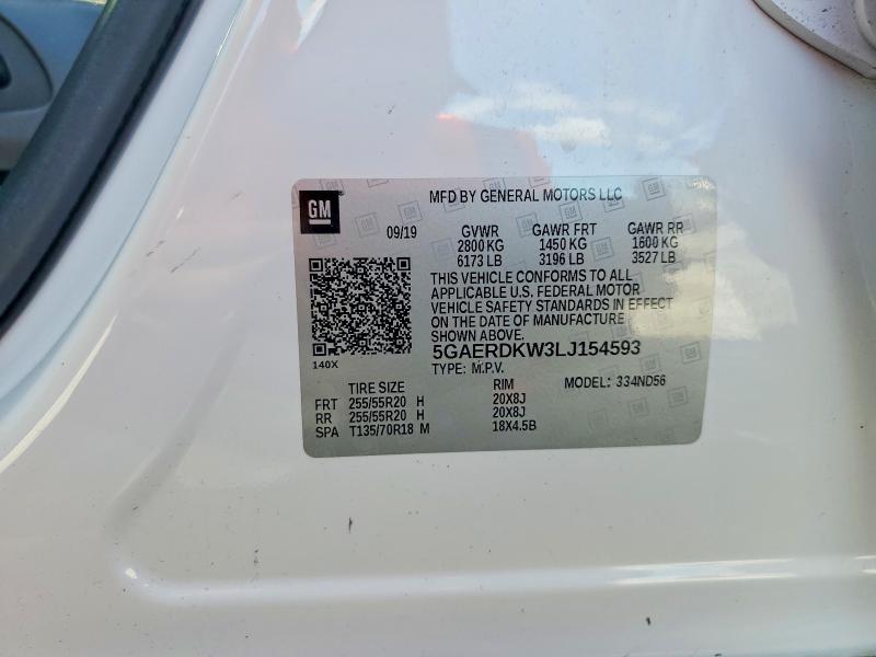 2020 Buick Enclave მანქანა იყიდება აუქციონზე, vin: 5GAERDKW3LJ154593, აუქციონის ნომერი: 85624145