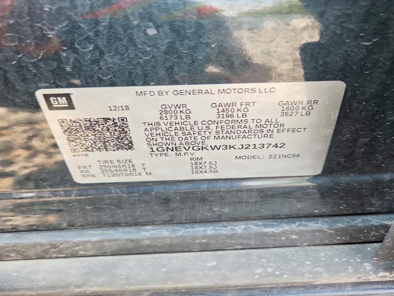 Продажа на аукционе авто 2019 Chevrolet Traverse, vin: 1GNEVGKW3KJ213742, номер лота: 61680936