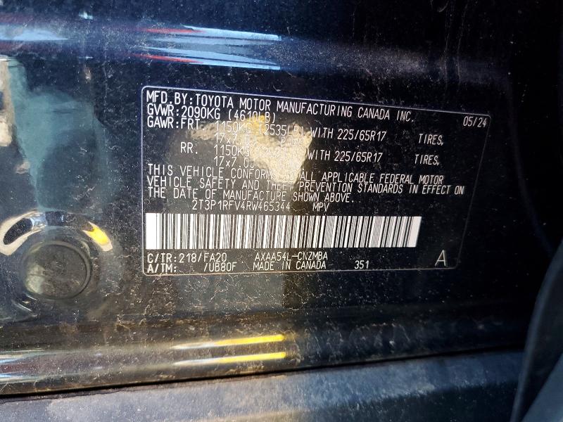 2024 Toyota Rav4 მანქანა იყიდება აუქციონზე, vin: 2T3P1RFV4RW465344, აუქციონის ნომერი: 61235796