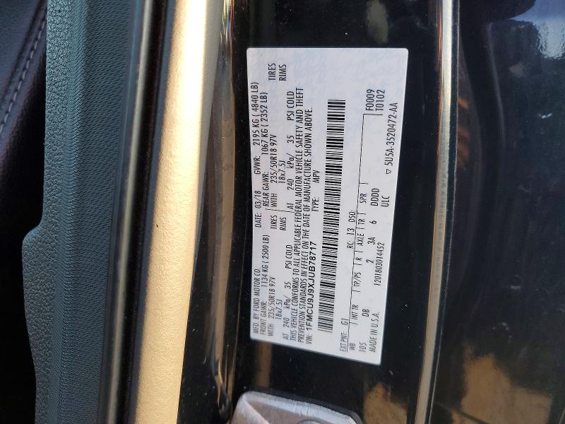 Продаж на аукціоні авто 2018 Ford Escape, vin: 1FMCU9J9XJUB78717, номер лоту: 62011406