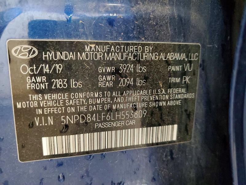 Продажа на аукционе авто 2020 Hyundai Elantra, vin: 5NPD84LF6LH553809, номер лота: 62666776