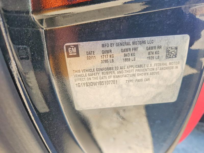 Продаж на аукціоні авто 2011 Chevrolet Corvette, vin: 1G1YS3DW1B5107781, номер лоту: 60831976