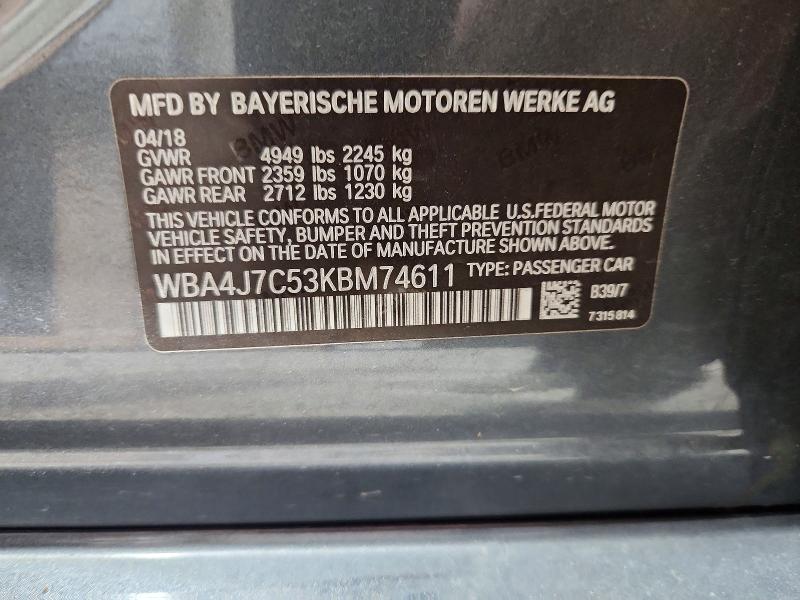 Aukcja sprzedaży 2019 Bmw 440xi, vin: WBA4J7C53KBM74611, numer aukcji: 58781756