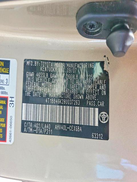 Aukcja sprzedaży 2008 Toyota Camry, vin: 4T1BB46K28U037263, numer aukcji: 62287356