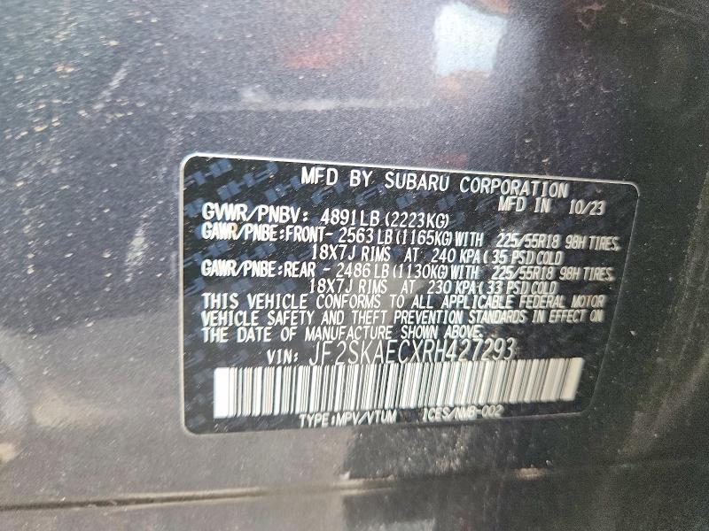 Aukcja sprzedaży 2024 Subaru Forester, vin: JF2SKAECXRH427293, numer aukcji: 60418056