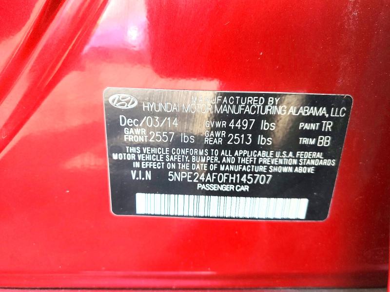 2015 Hyundai Sonata მანქანა იყიდება აუქციონზე, vin: 5NPE24AF0FH145707, აუქციონის ნომერი: 60053076