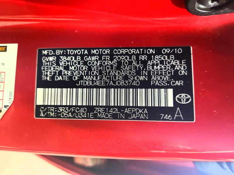 Продаж на аукціоні авто 2010 Toyota Corolla, vin: JTDBU4EE7AJ083740, номер лоту: 62983476