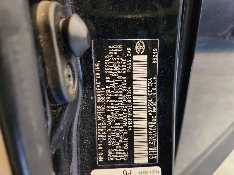 62047756 :رقم المزاد ، 4T1BF1FK2EU831324 vin ، 2014 Toyota Camry مزاد بيع