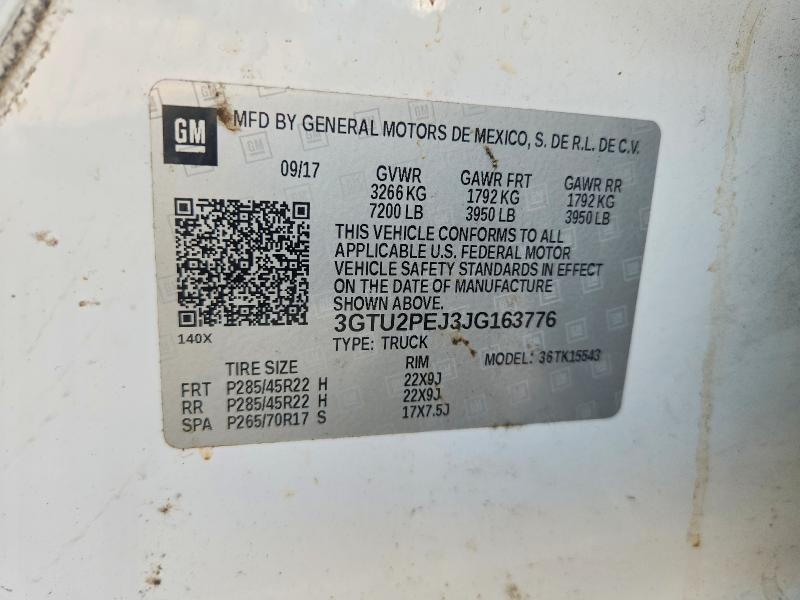 2018 Gmc Sierra მანქანა იყიდება აუქციონზე, vin: 3GTU2PEJ3JG163776, აუქციონის ნომერი: 63152656