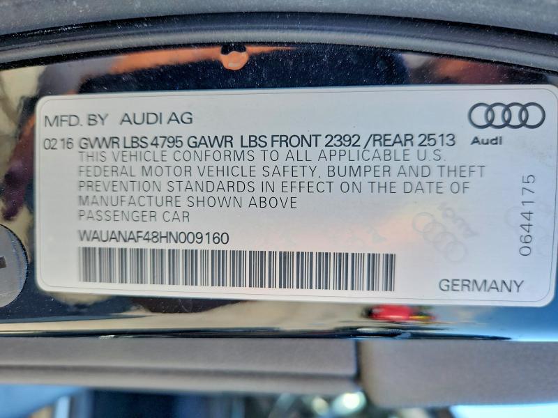 Aukcja sprzedaży 2017 Audi A4, vin: WAUANAF48HN009160, numer aukcji: 61564536