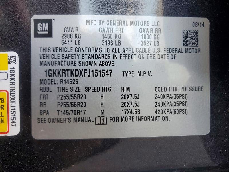 Продаж на аукціоні авто 2015 Gmc Acadia, vin: 1GKKRTKDXFJ151547, номер лоту: 58977886