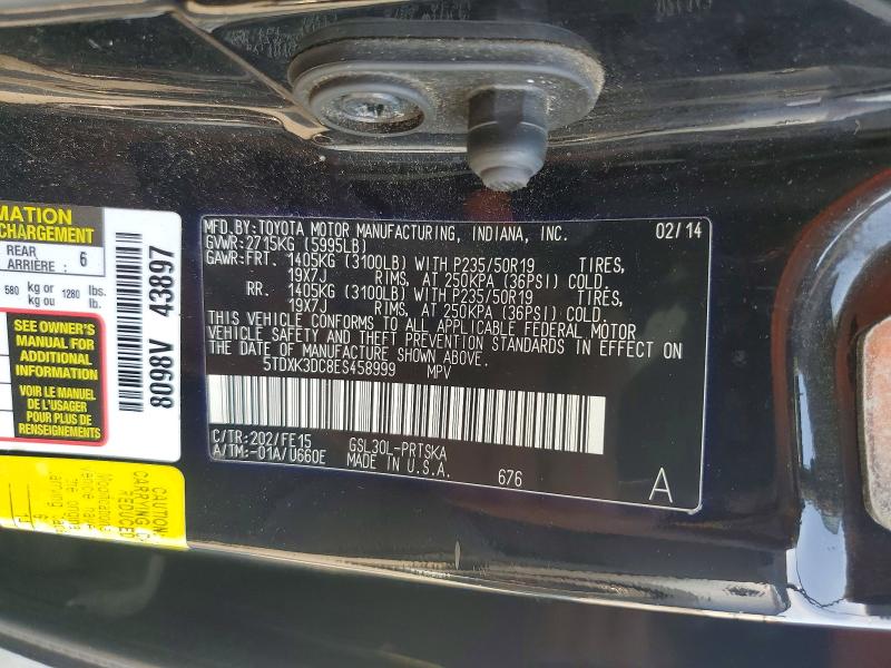 61028356 :رقم المزاد ، 5TDXK3DC8ES458999 vin ، 2014 Toyota Sienna مزاد بيع