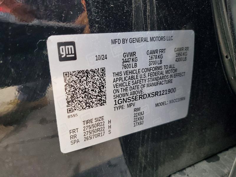 Продажа на аукционе авто 2025 Chevrolet Suburban, vin: 1GNS5ERDXSR121900, номер лота: 62062756