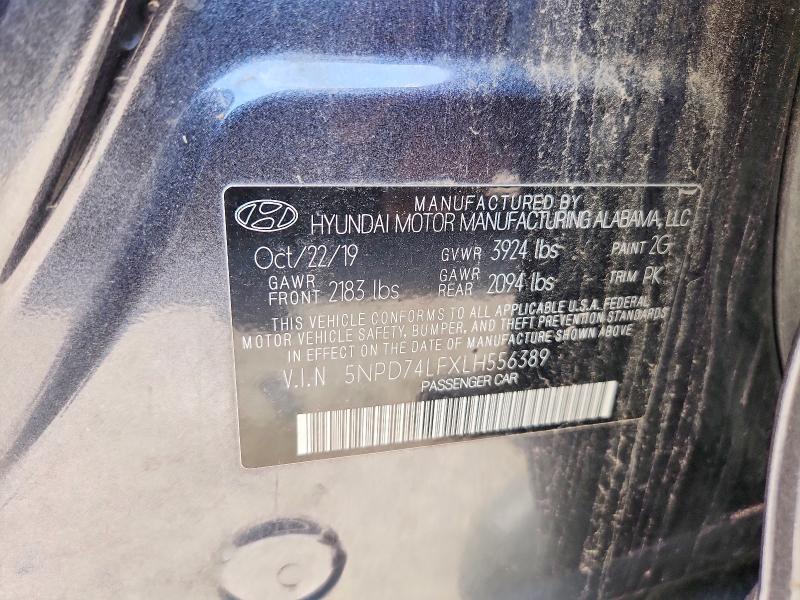 Auction sale of the 2020 Hyundai Elantra, vin: 5NPD74LFXLH556389, lot number: 59832806