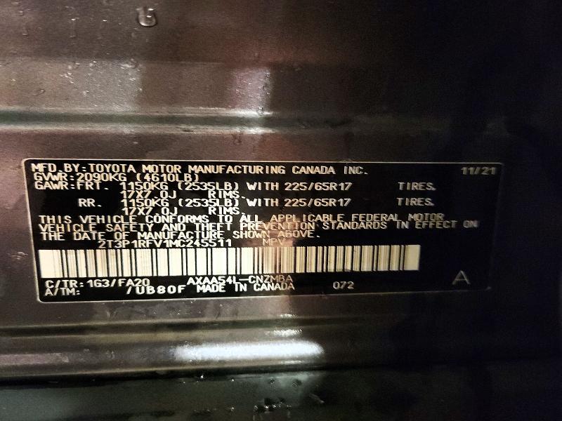 62842276 :رقم المزاد ، 2T3P1RFV1MC245511 vin ، 2021 Toyota Rav4 مزاد بيع
