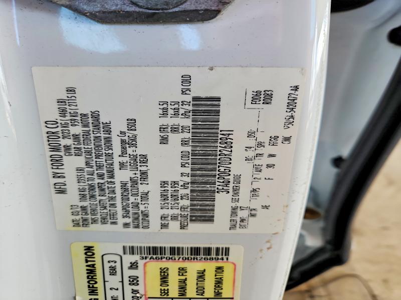 62144636 :رقم المزاد ، 3FA6P0G70DR268941 vin ، 2013 Ford Fusion مزاد بيع