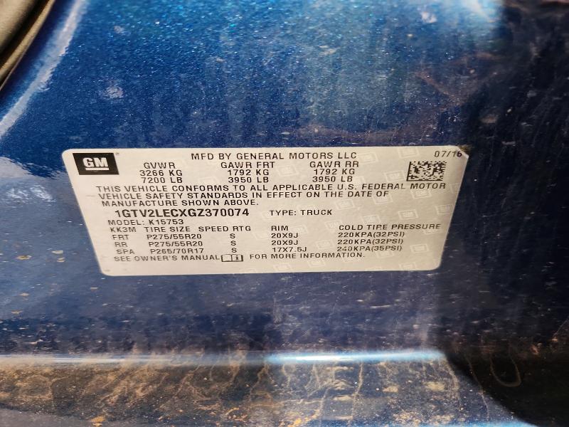 Продажа на аукционе авто 2016 Gmc Sierra, vin: 1GTV2LECXGZ370074, номер лота: 58990786