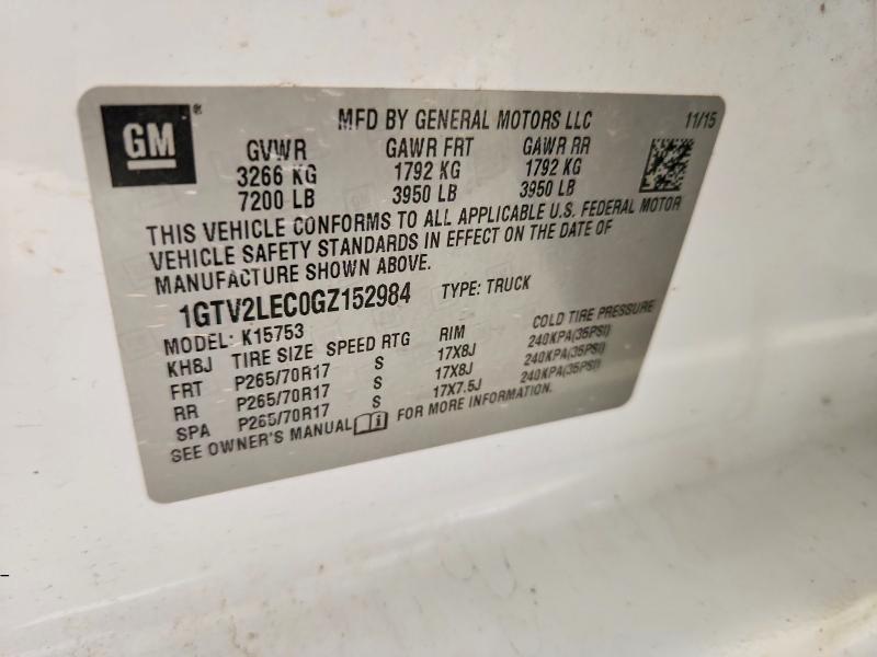 Продажа на аукционе авто 2016 Gmc Sierra, vin: 1GTV2LEC0GZ152984, номер лота: 60599256
