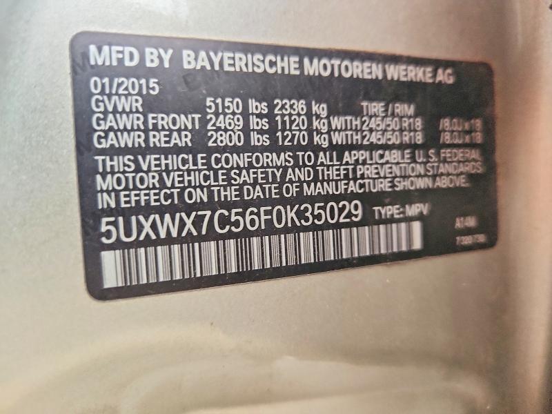 61479166 :رقم المزاد ، 5UXWX7C56F0K35029 vin ، 2015 Bmw X3 مزاد بيع