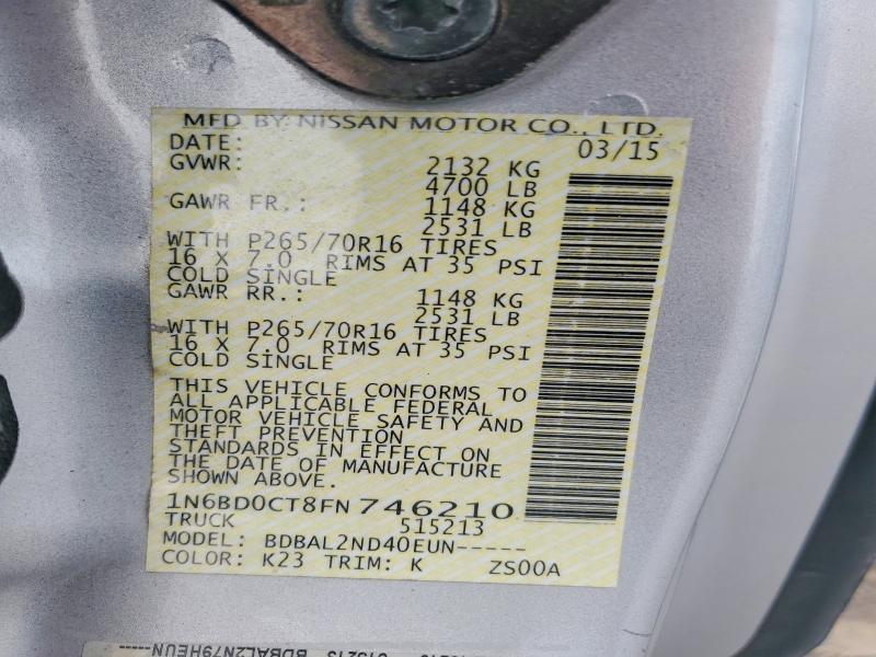 Aukcja sprzedaży 2015 Nissan Frontier, vin: 1N6BD0CT8FN746210, numer aukcji: 62678766
