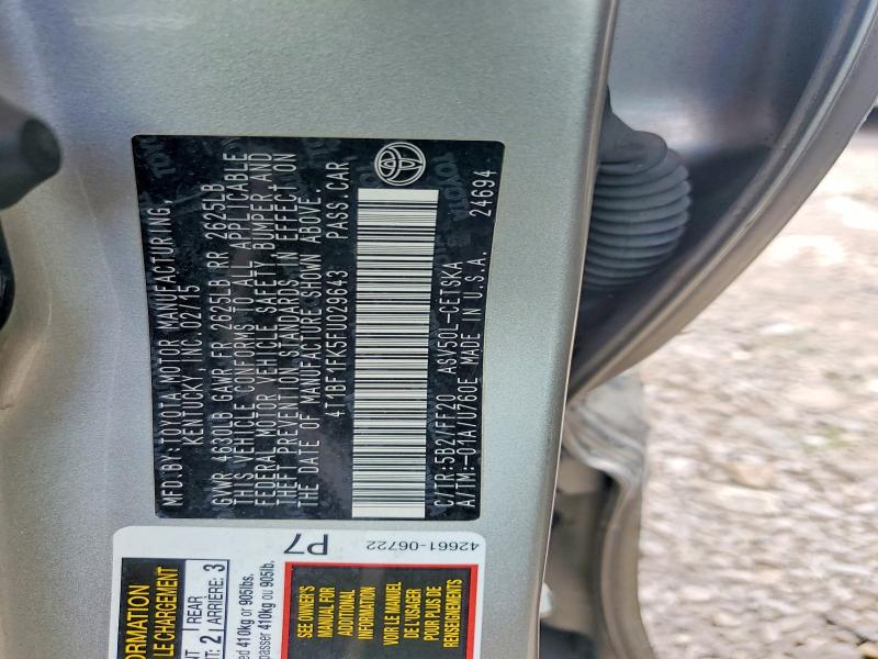 Продажа на аукционе авто 2015 Toyota Camry, vin: 4T1BF1FK5FU029643, номер лота: 61211716