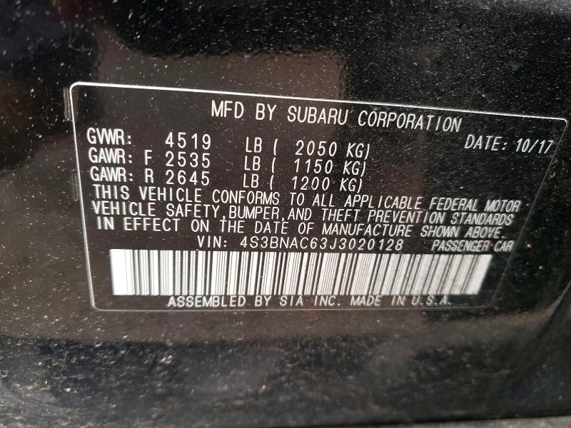 Aukcja sprzedaży 2018 Subaru Legacy, vin: 4S3BNAC63J3020128, numer aukcji: 60568206