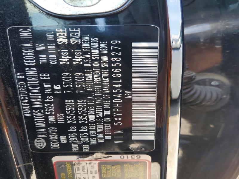 63024016 :رقم المزاد ، 5XYPHDA54LG658279 vin ، 2020 Kia Sorento مزاد بيع