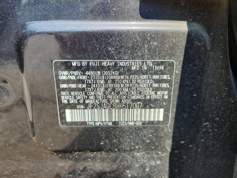 Aukcja sprzedaży 2017 Subaru Forester, vin: JF2SJAGC8HH517007, numer aukcji: 58479776