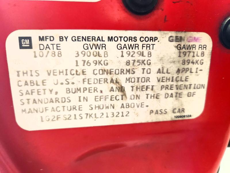 Продажа на аукционе авто 1989 Pontiac Firebird, vin: 1G2FS21S7KL213212, номер лота: 60274056