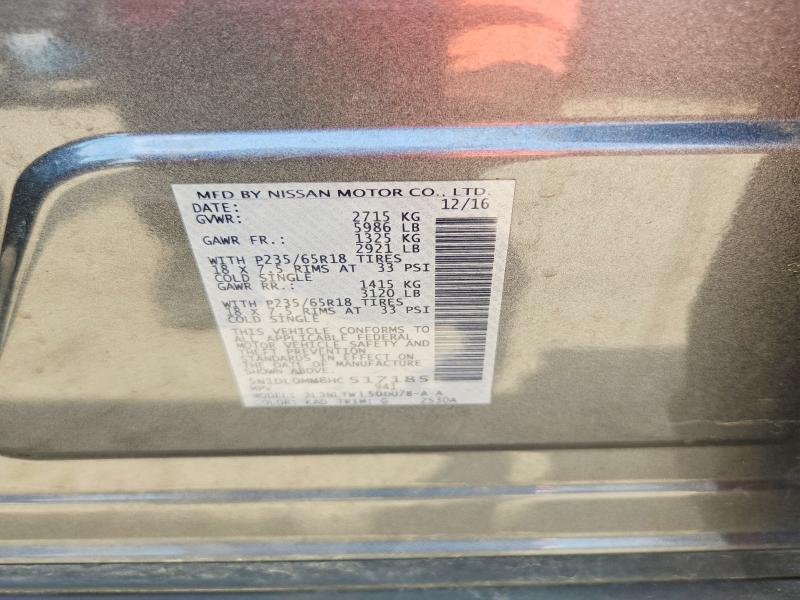 59701116 :رقم المزاد ، 5N1DL0MM8HC517185 vin ، 2017 Infiniti Qx60 مزاد بيع
