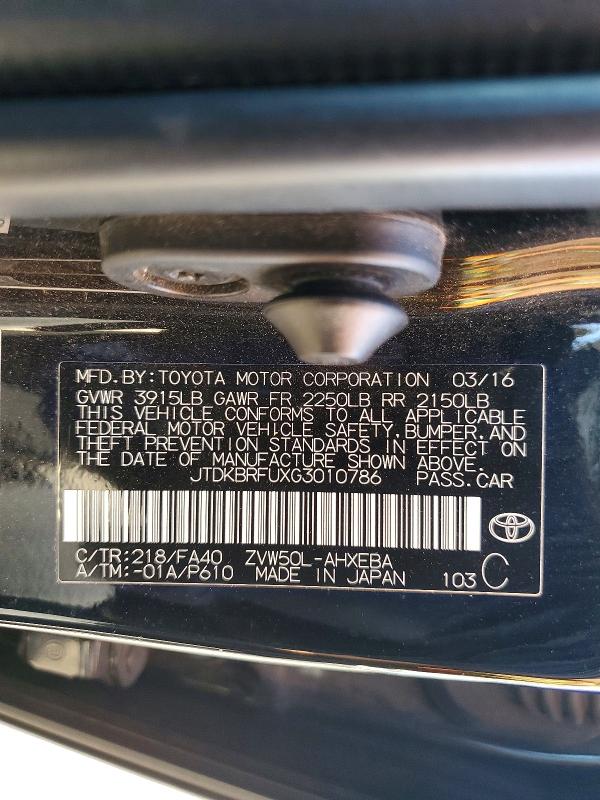 Продажа на аукционе авто 2016 Toyota Prius, vin: JTDKBRFUXG3010786, номер лота: 61021746