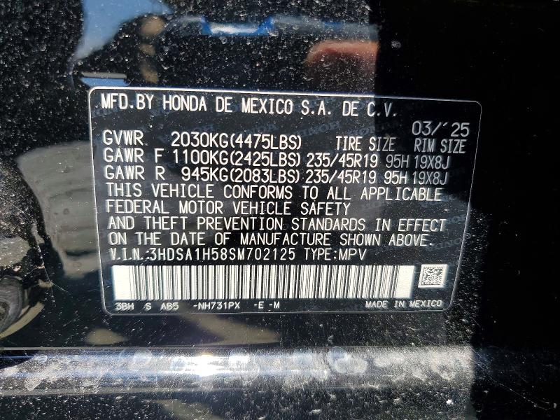 2025 Acura Adx მანქანა იყიდება აუქციონზე, vin: 3HDSA1H58SM702125, აუქციონის ნომერი: 60444016