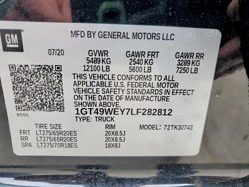 Продажа на аукционе авто 2020 Gmc Sierra, vin: 1GT49WEY7LF282812, номер лота: 61548746
