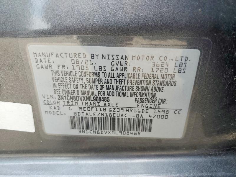 Продаж на аукціоні авто 2021 Nissan Versa, vin: 3N1CN8DVXML908485, номер лоту: 61434106