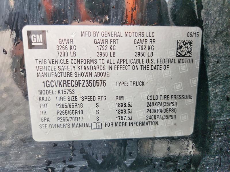 Продажа на аукционе авто 2015 Chevrolet Silverado, vin: 1GCVKREC9FZ350576, номер лота: 59738796