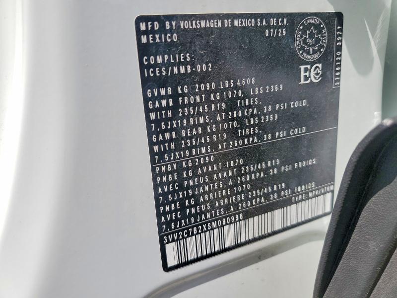 Продаж на аукціоні авто 2025 Volkswagen Taos, vin: 3VV2C7B2XSM080996, номер лоту: 59267756