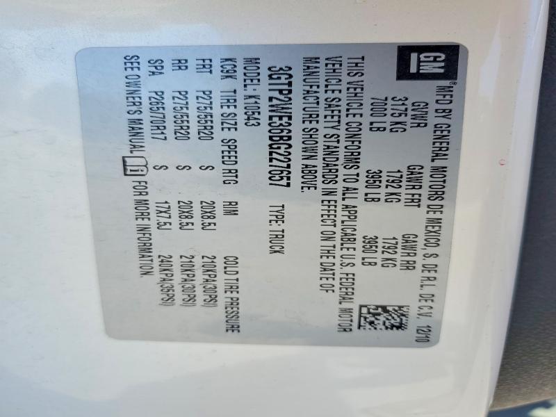 Aukcja sprzedaży 2011 Gmc Sierra, vin: 3GTP2WE36BG227657, numer aukcji: 60654956