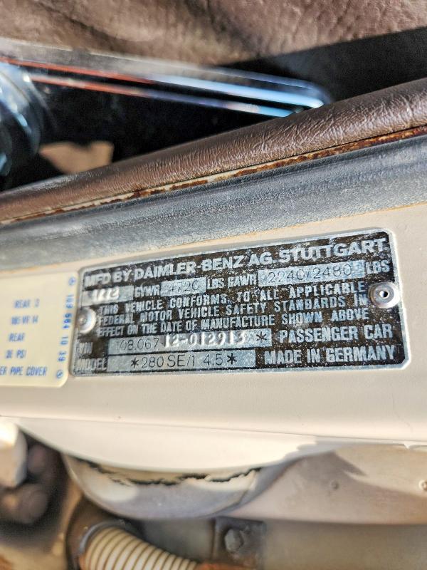 Продажа на аукционе авто 1972 Mercedes-benz 280, vin: 10806712012913, номер лота: 60403776