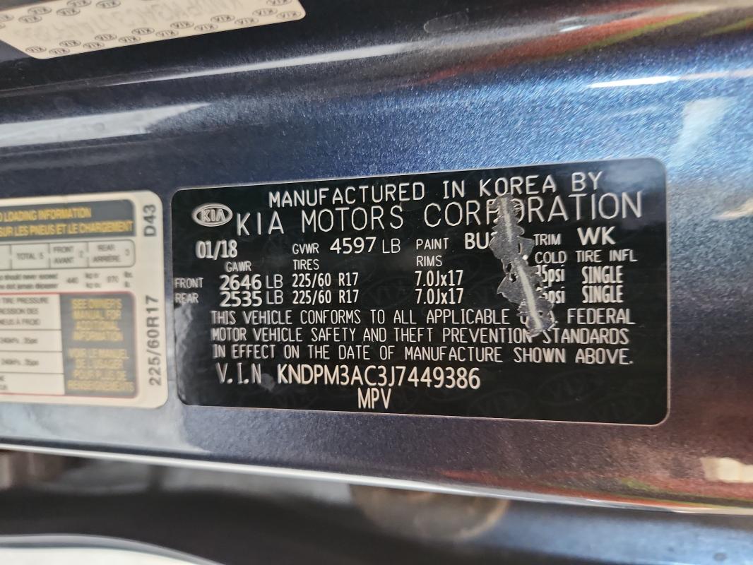 Продаж на аукціоні авто 2018 Kia Sportage, vin: KNDPM3AC3J7449386, номер лоту: 60474326