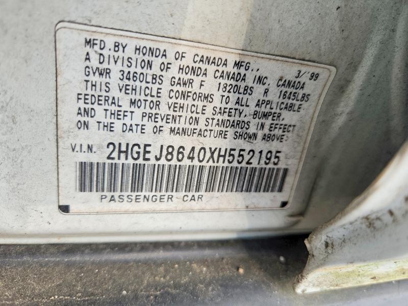 Aukcja sprzedaży 1999 Honda Civic, vin: 2HGEJ8640XH552195, numer aukcji: 62390356